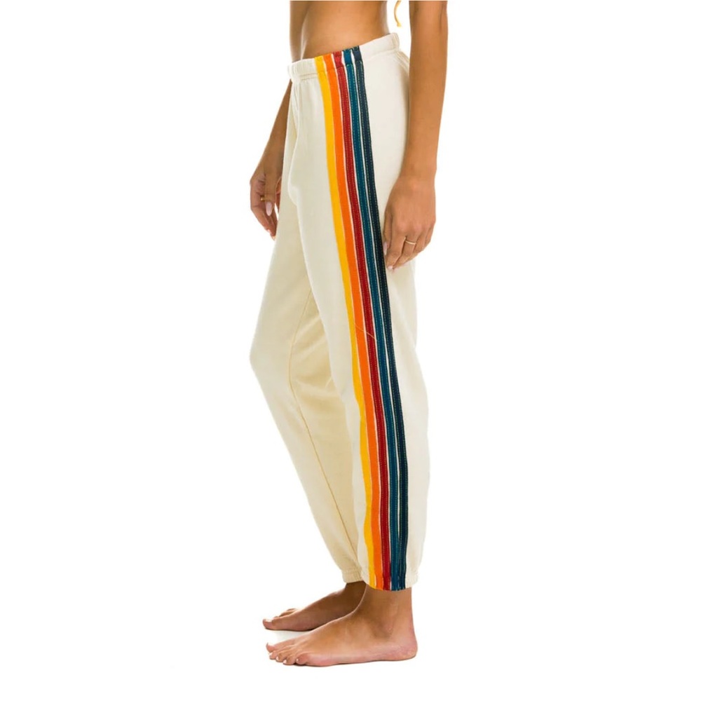 Aviator Nation 5-Stripe Sweatpants - Vintage White - Small